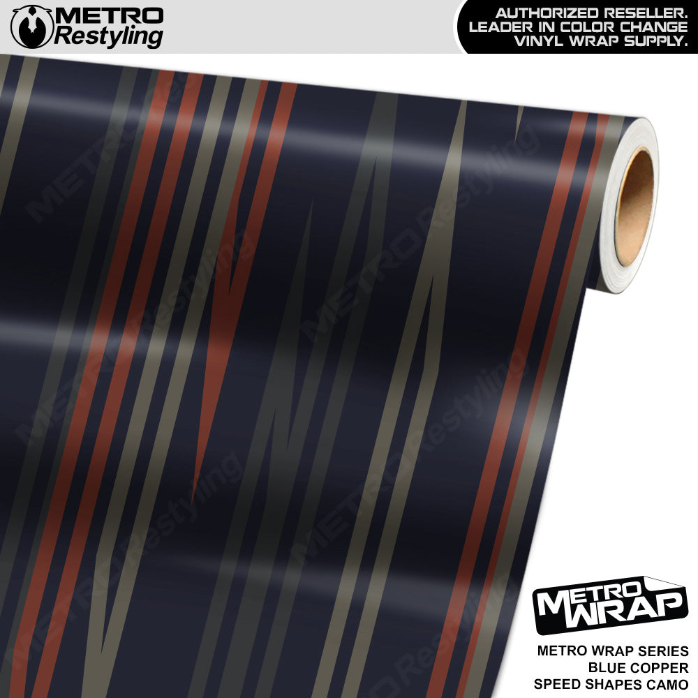 Metro Wrap Speed Shapes Blue Copper Vinyl Film