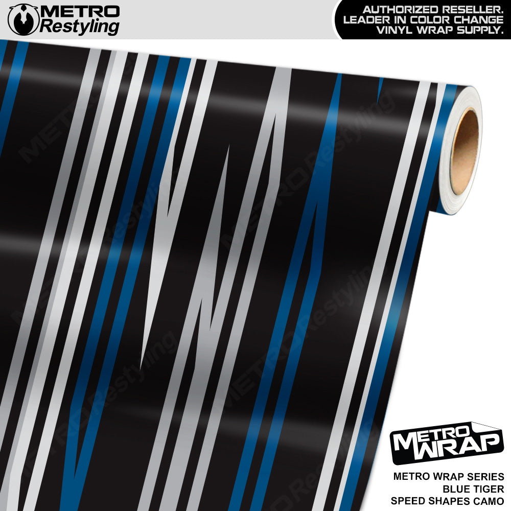 Metro Wrap Speed Shapes Blue Tiger Vinyl Film