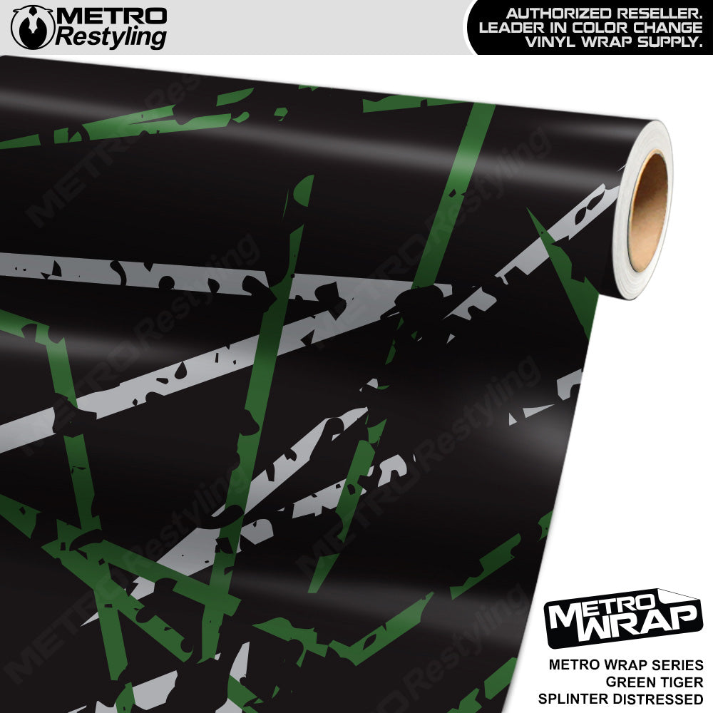 Metro Wrap Splinter Distressed Green Tiger Camouflage Vinyl Film