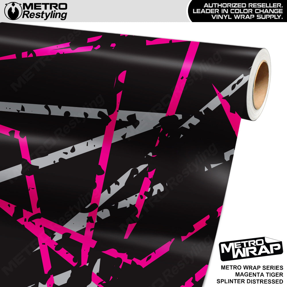 Metro Wrap Splinter Distressed Magenta Tiger Camouflage Vinyl Film
