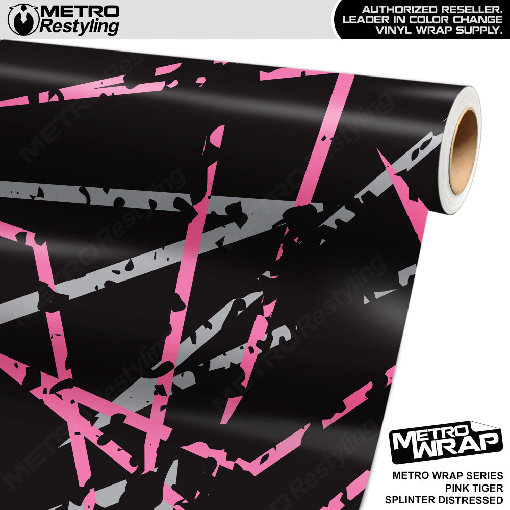 Metro Wrap Splinter Distressed Pink Tiger Camouflage Vinyl Film