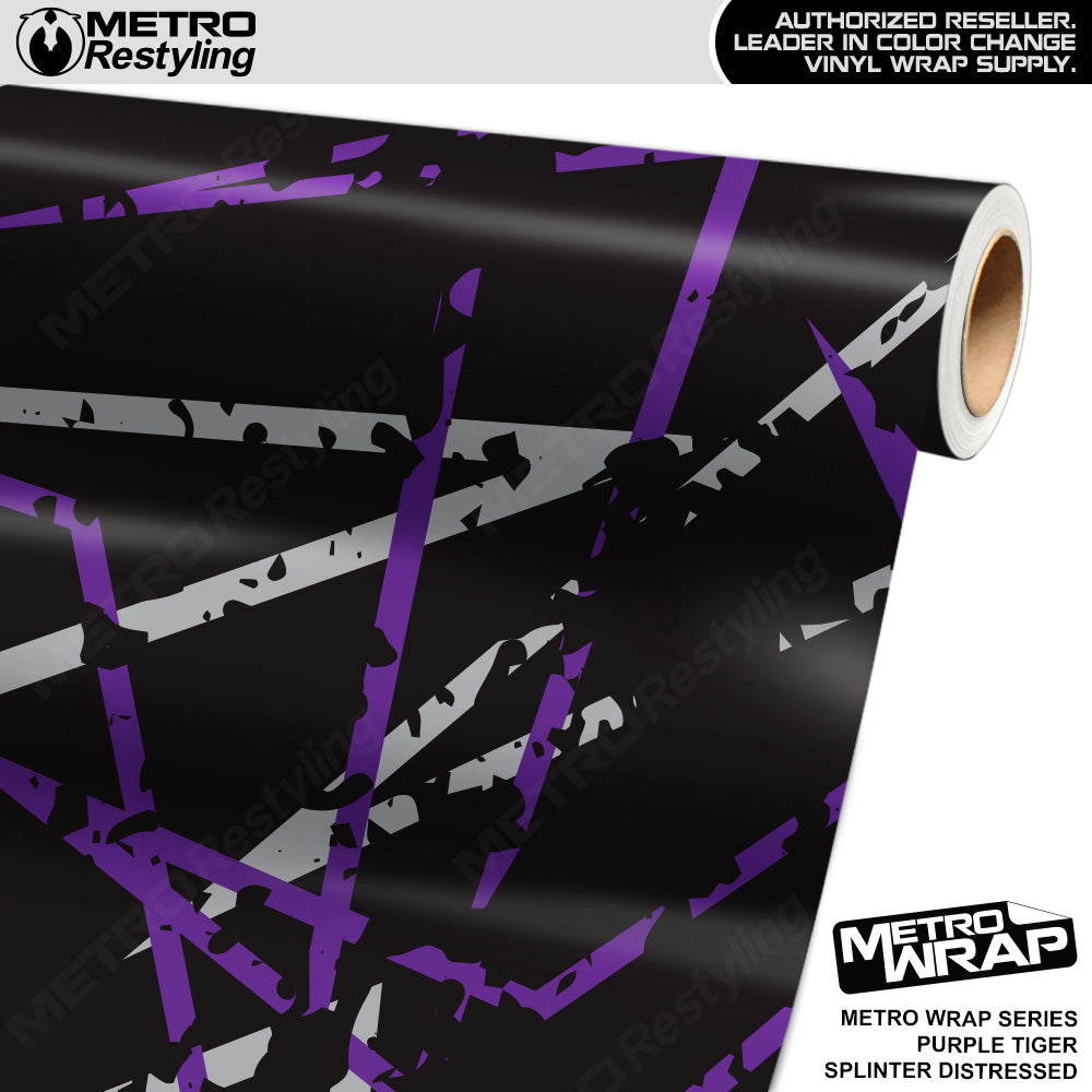 Metro Wrap Splinter Distressed Purple Tiger Camouflage Vinyl Film