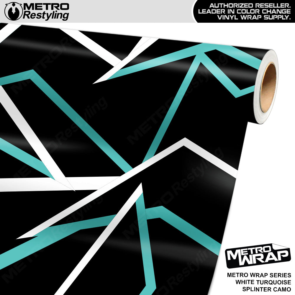 Metro Wrap Splinter White Turquoise Camouflage Vinyl Film