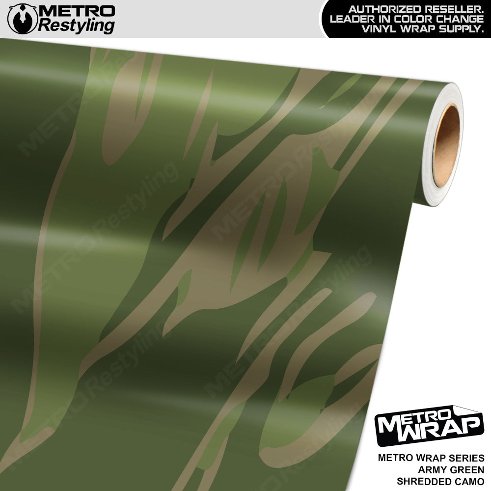 Metro Wrap Shredded Army Green Camouflage Vinyl Film