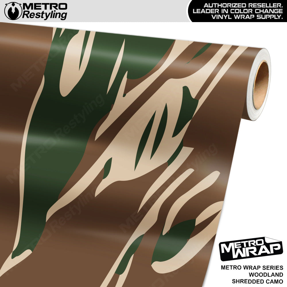 Metro Wrap Shredded Woodland Camouflage Vinyl Film