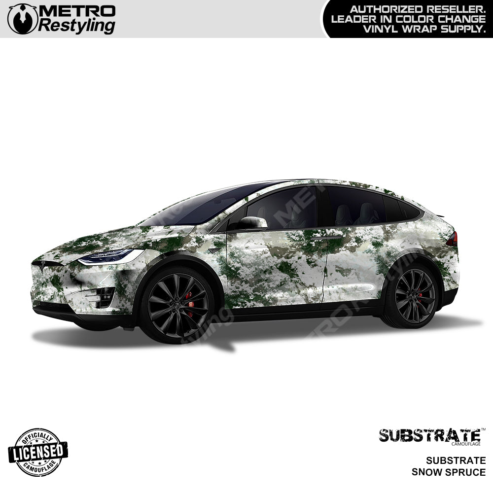 Substrate Snow Spruce Camouflage Tesla Wrap