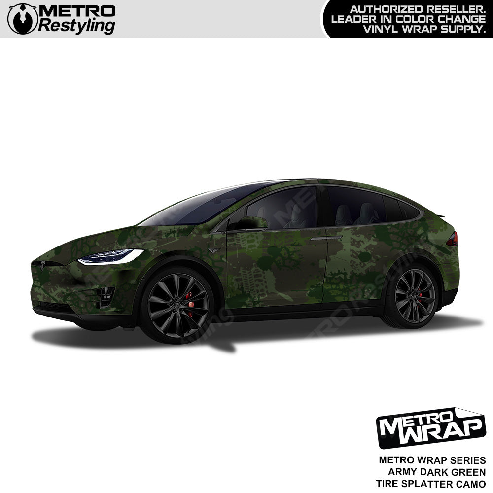 Metro Wrap Tire Splatter Army Dark Green Camouflage Vinyl Film