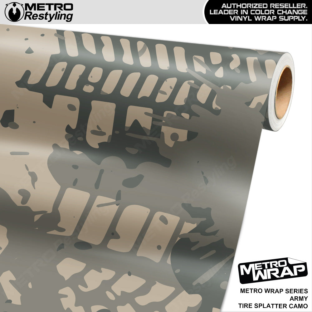 Metro Wrap Tire Splatter Army Camouflage Vinyl Film