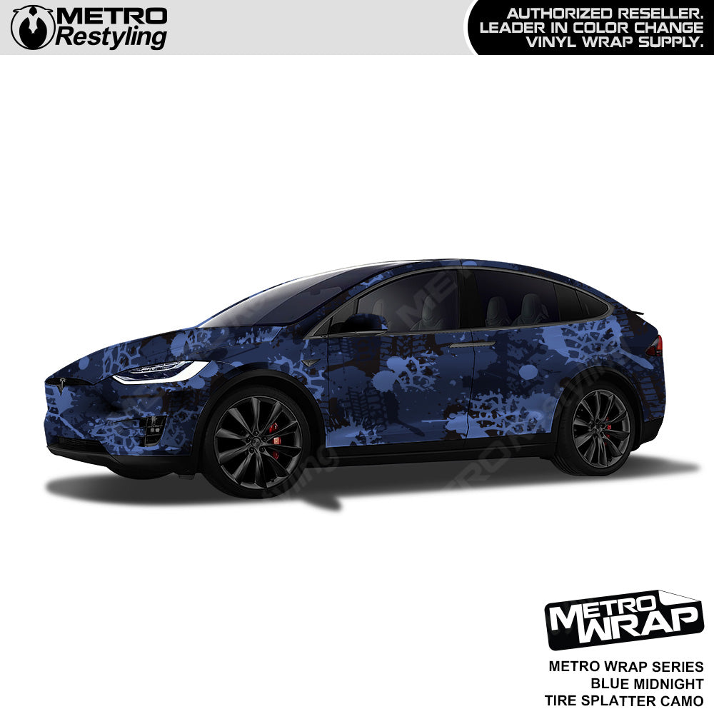 Metro Wrap Tire Splatter Blue Midnight Camouflage Vinyl Film