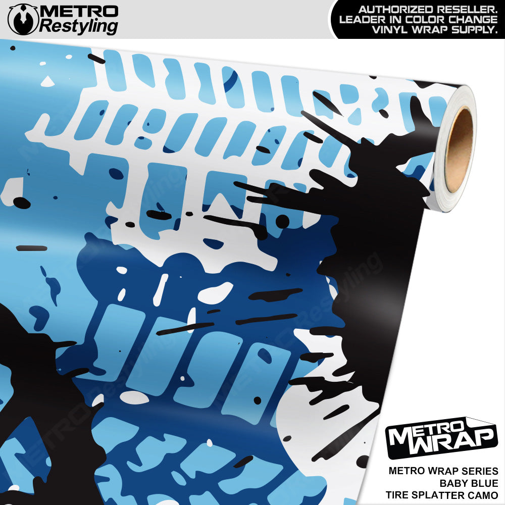 Metro Wrap Tire Splatter Baby Blue Camouflage Vinyl Film