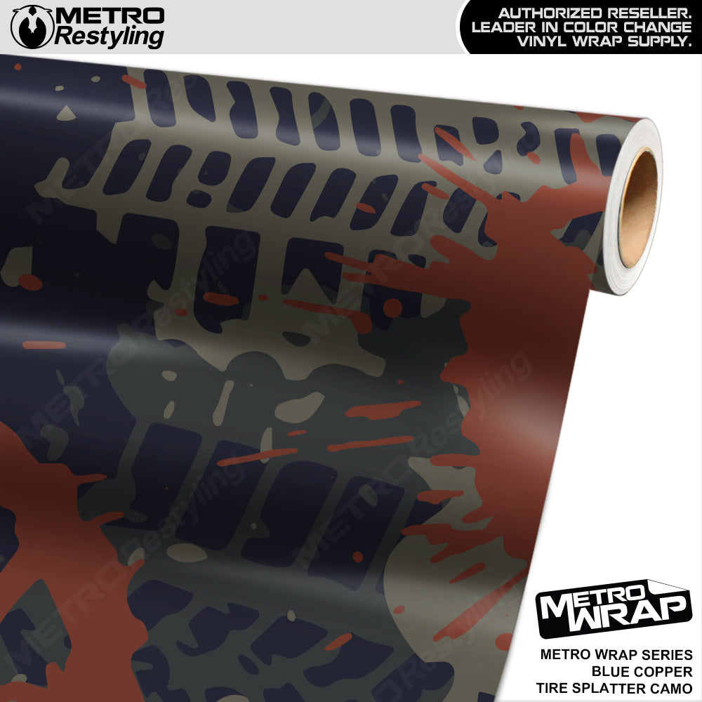 Metro Wrap Tire Splatter Blue Copper Camouflage Vinyl Film