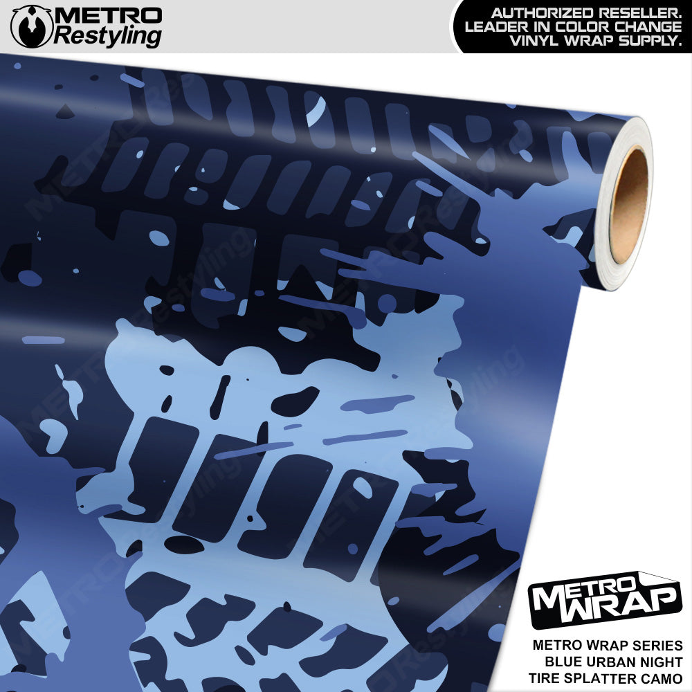 Metro Wrap Tire Splatter Blue Urban Night Camouflage Vinyl Film