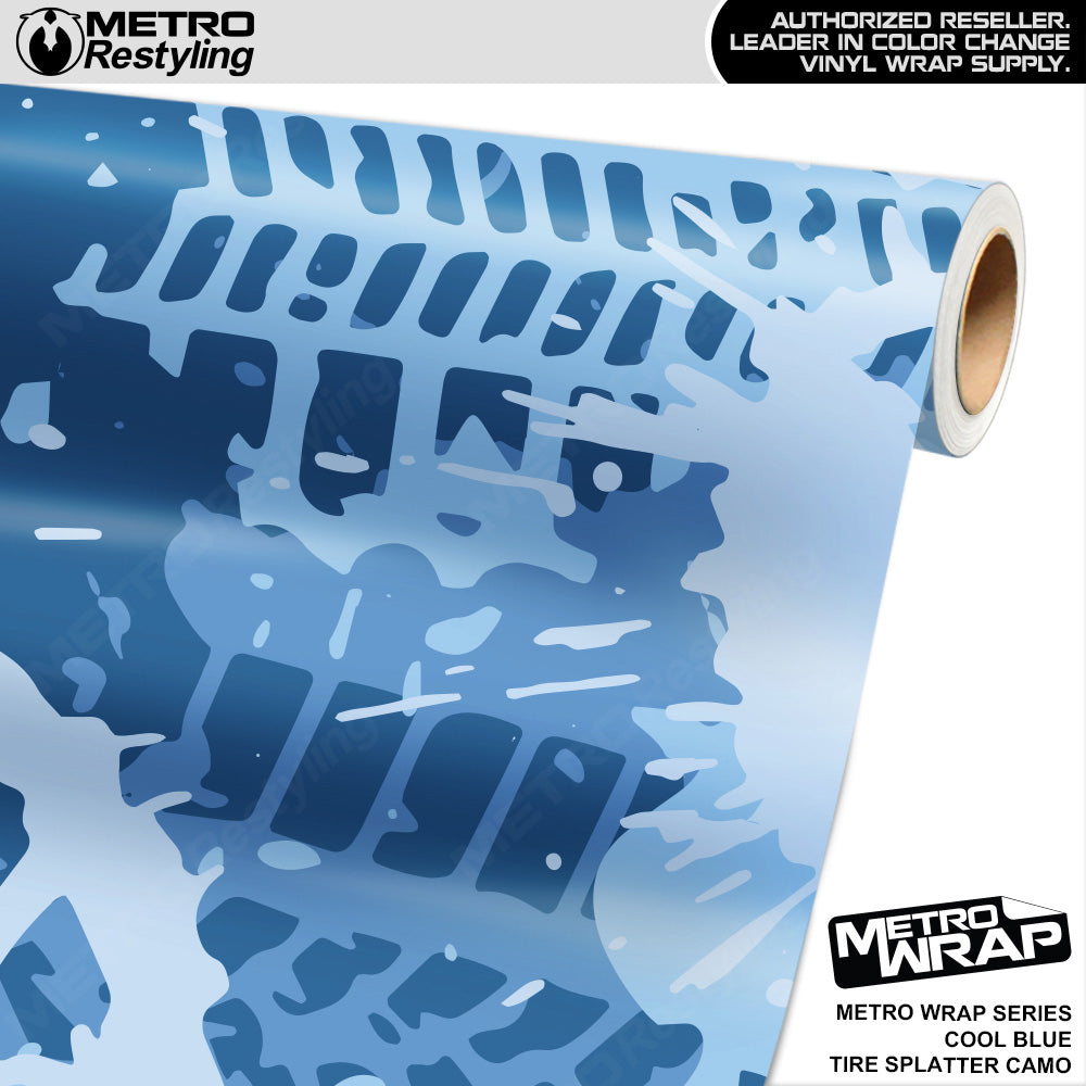 Metro Wrap Tire Splatter Cool Blue Camouflage Vinyl Film