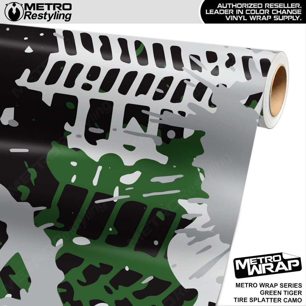 Metro Wrap Tire Splatter Green Tiger Camouflage Vinyl Film