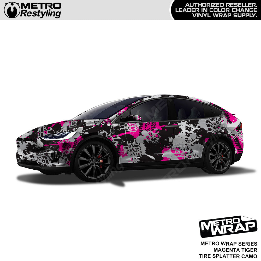 Metro Wrap Tire Splatter Magenta Tiger Camouflage Vinyl Film