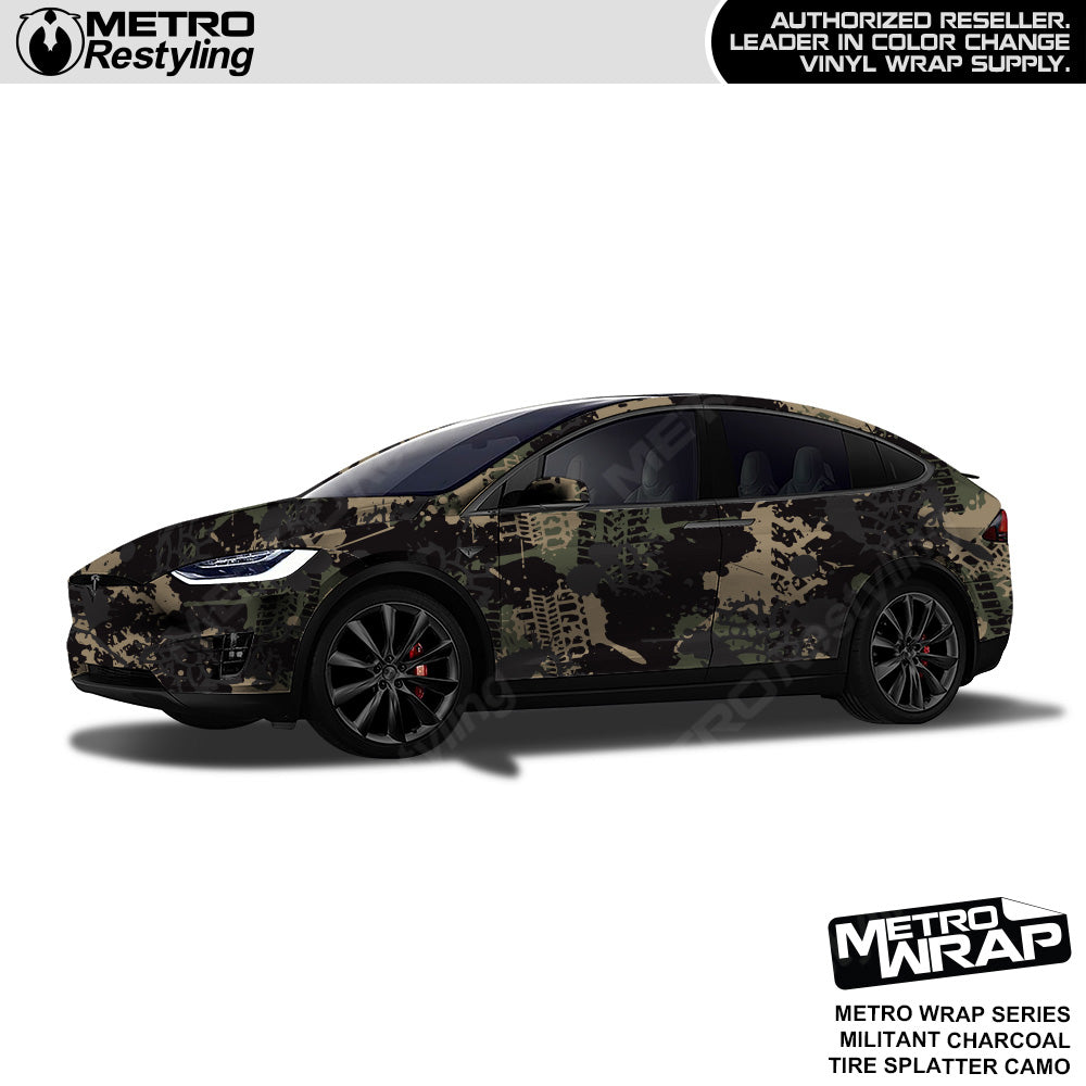 Metro Wrap Tire Splatter Militant Charcoal Camouflage Vinyl Film