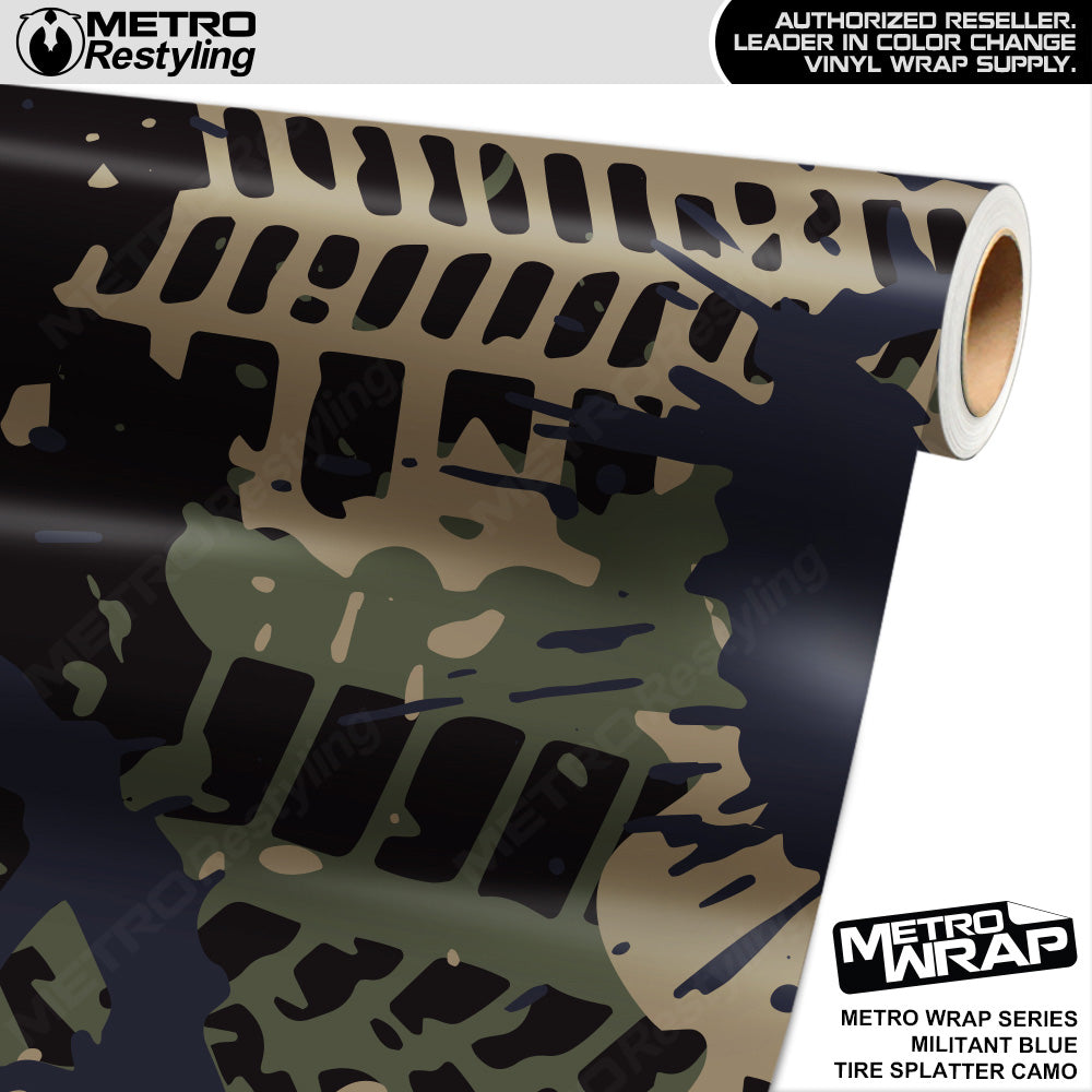Metro Wrap Tire Splatter Militant Blue Camouflage Vinyl Film