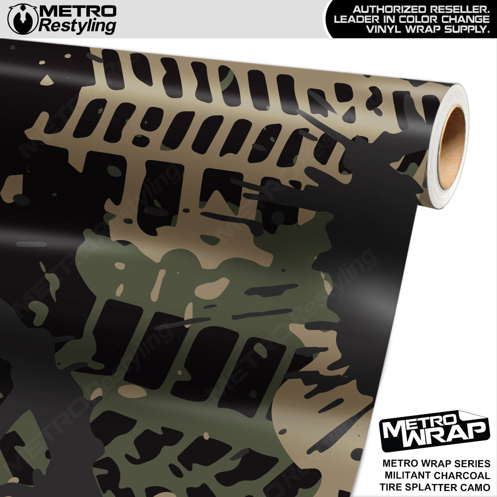 Metro Wrap Tire Splatter Militant Charcoal Camouflage Vinyl Film
