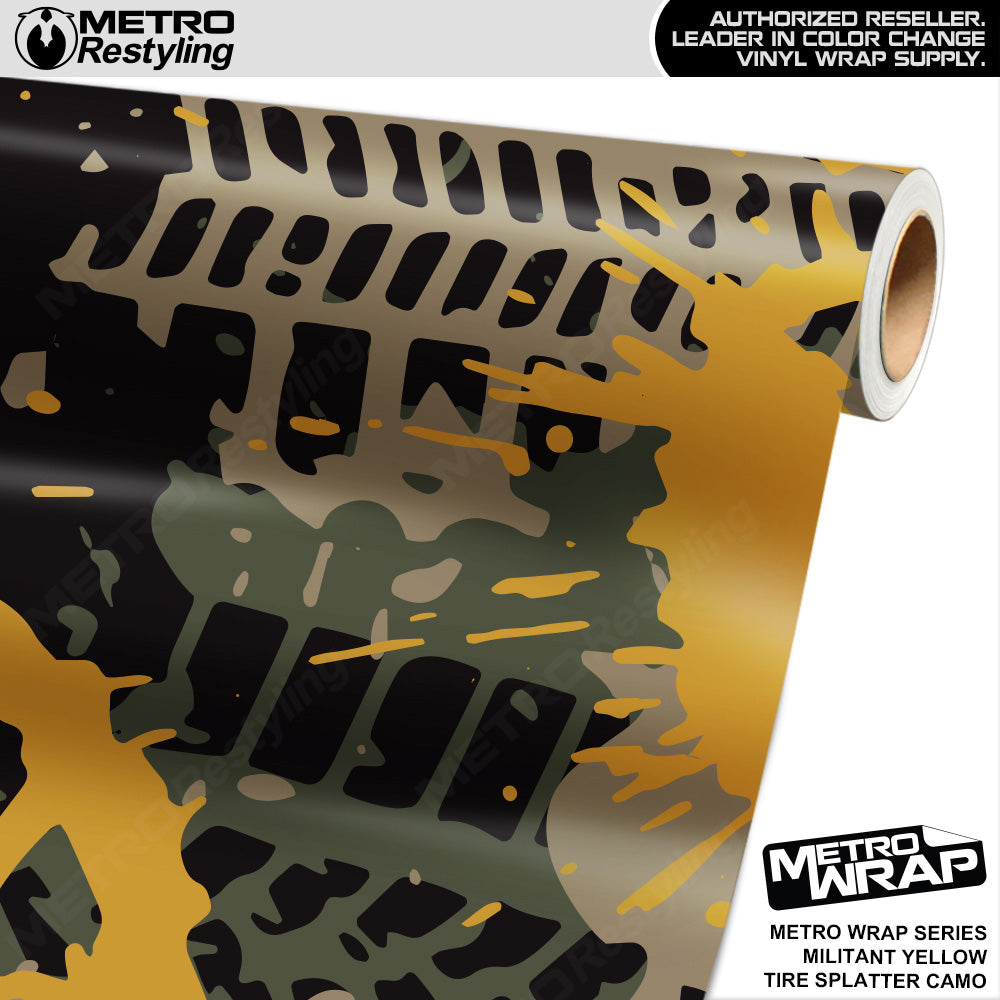 Metro Wrap Tire Splatter Militant Yellow Camouflage Vinyl Film