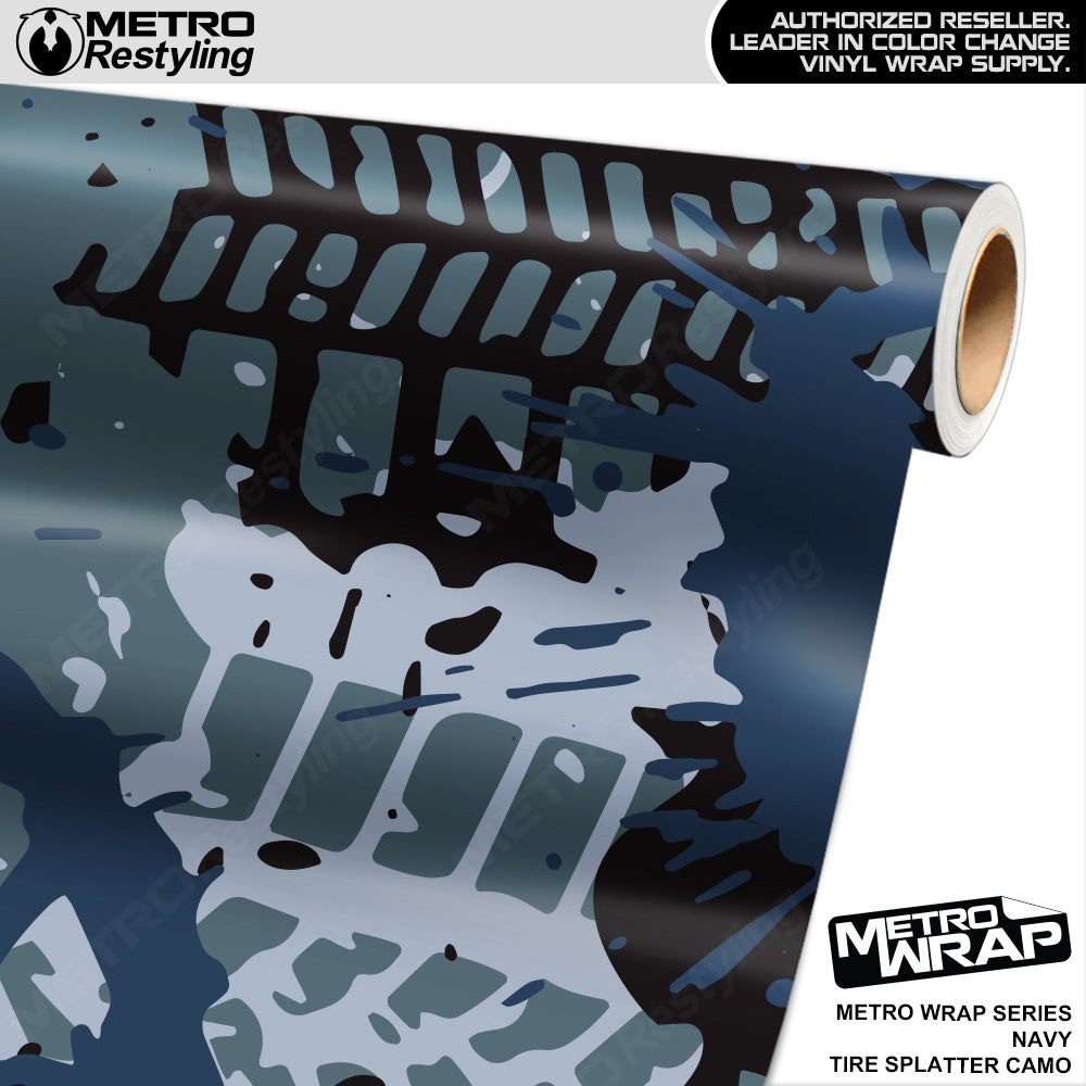 Metro Wrap Tire Splatter Navy Camouflage Vinyl Film
