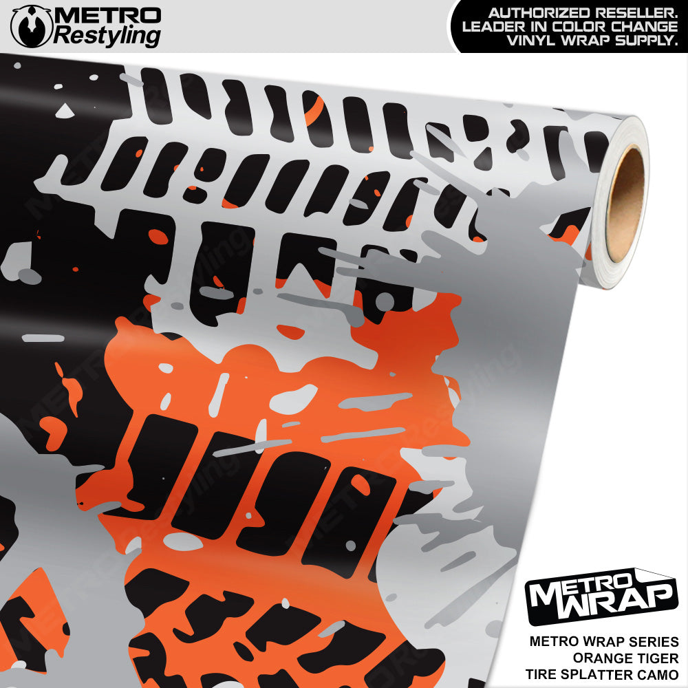 Metro Wrap Tire Splatter Orange Tiger Camouflage Vinyl Film