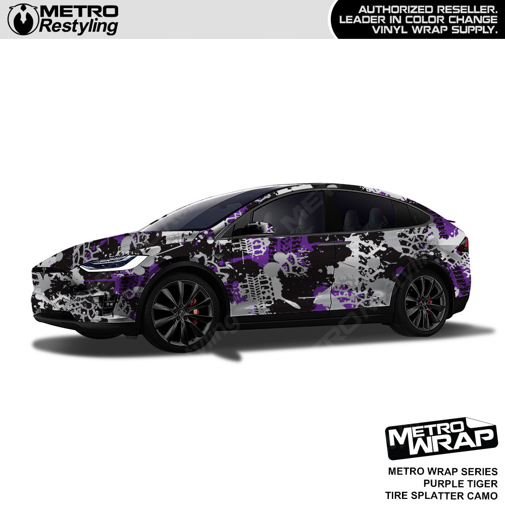 Metro Wrap Tire Splatter Purple Tiger Camouflage Vinyl Film