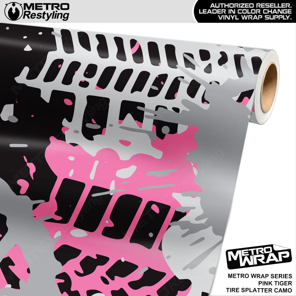 Metro Wrap Tire Splatter Pink Tiger Camouflage Vinyl Film