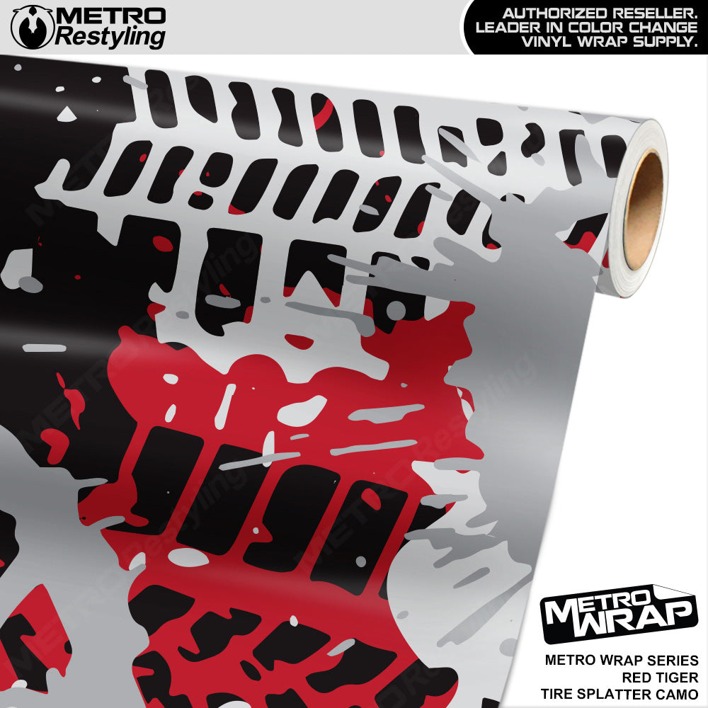 Metro Wrap Tire Splatter Red Tiger Camouflage Vinyl Film