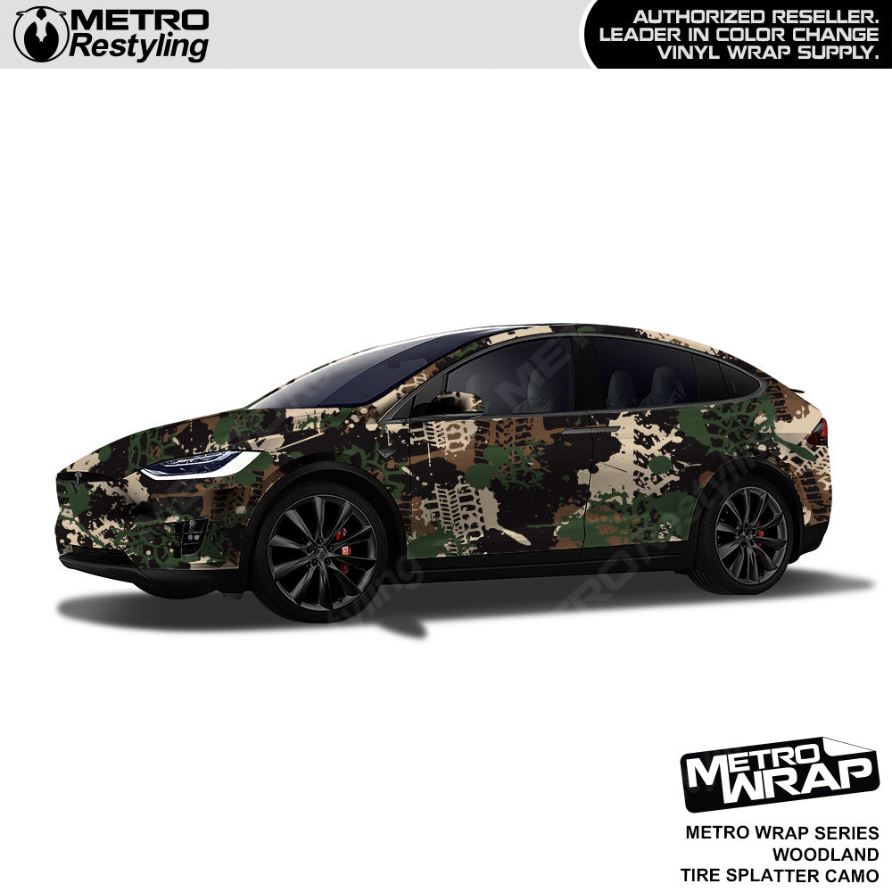 Metro Wrap Tire Splatter Woodland Camouflage Vinyl Film