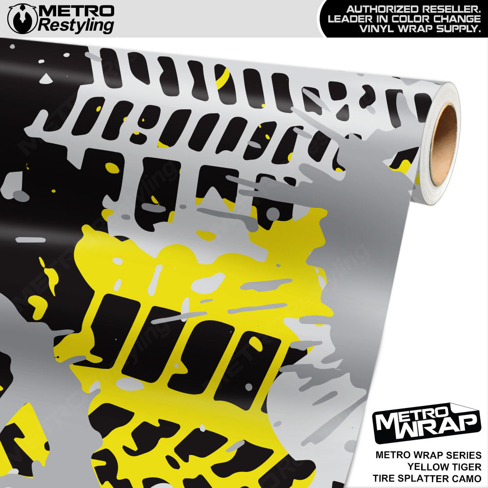 Metro Wrap Tire Splatter Yellow Tiger Camouflage Vinyl Film