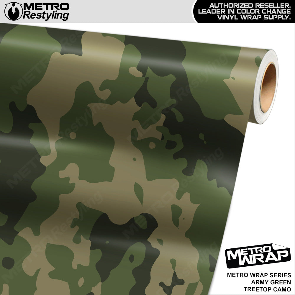 Metro Wrap Treetop Army Green Camouflage Vinyl Film