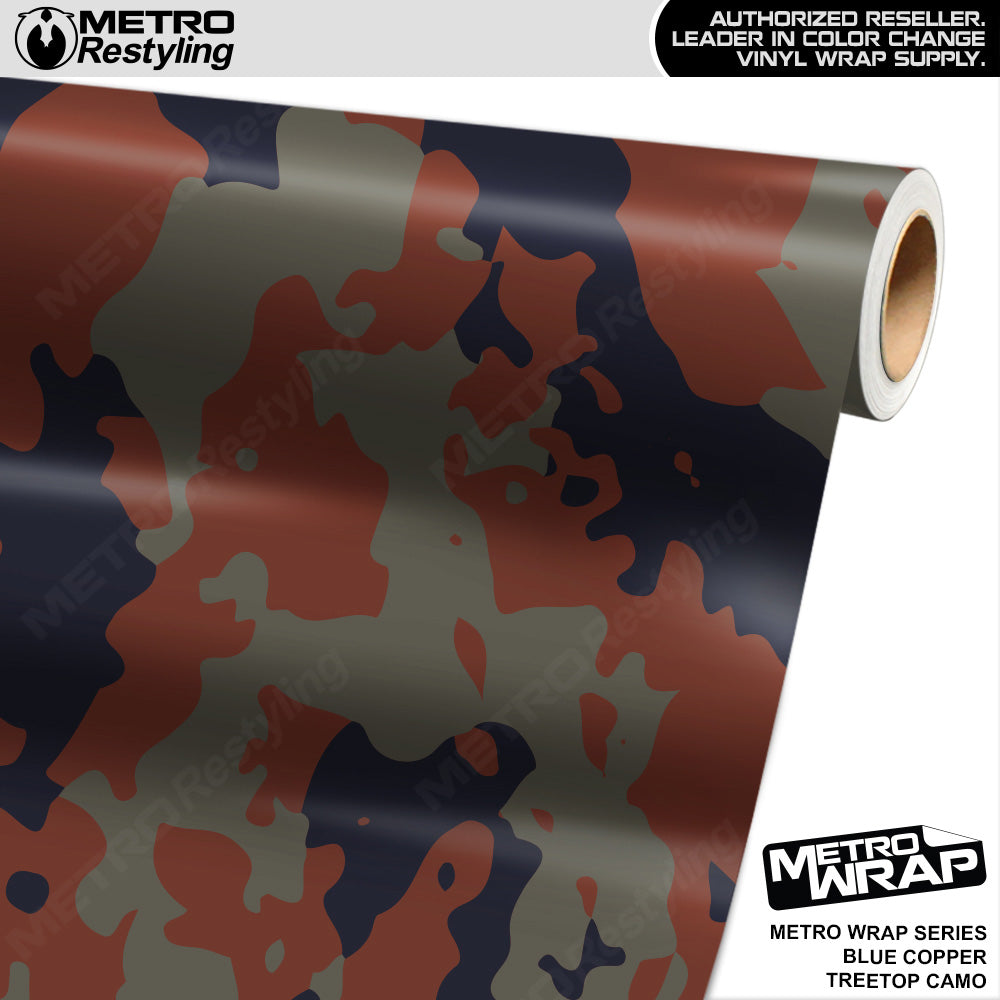 Metro Wrap Treetop Blue Copper Camouflage Vinyl Film