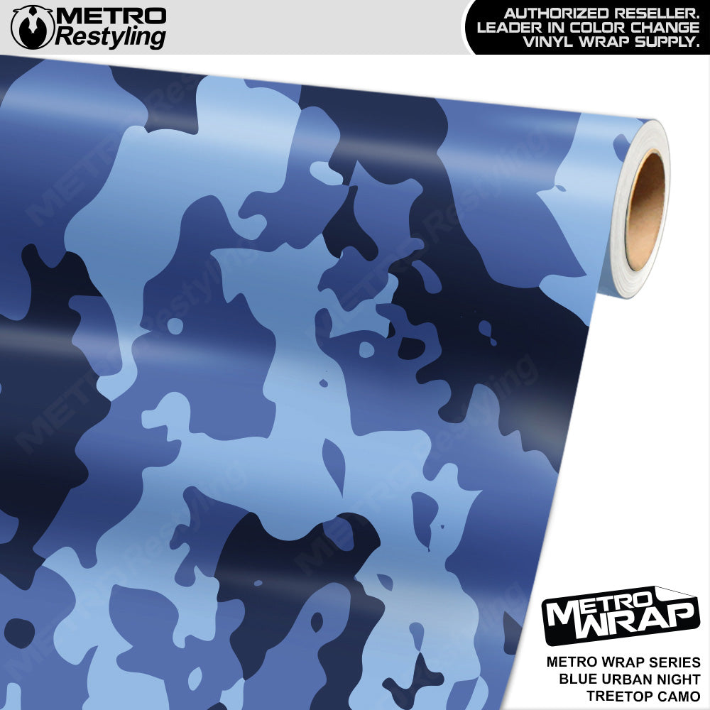 Metro Wrap Treetop Blue Urban Night Camouflage Vinyl Film