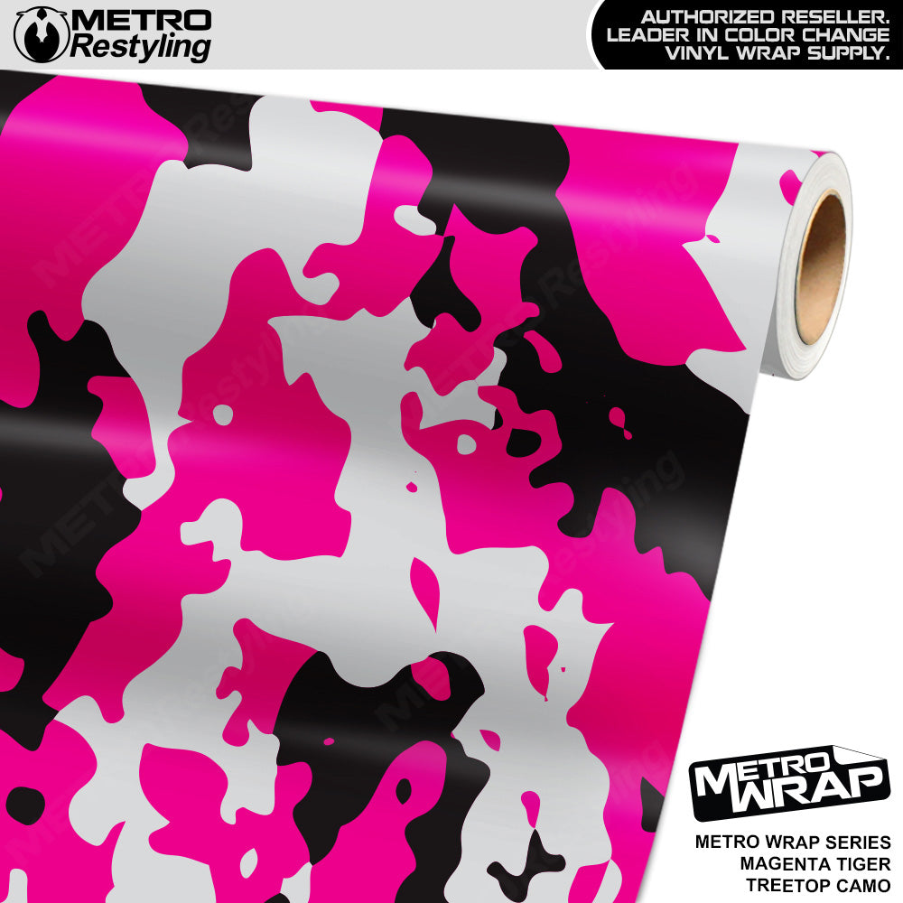 Metro Wrap Treetop Magenta Tiger Camouflage Vinyl Film