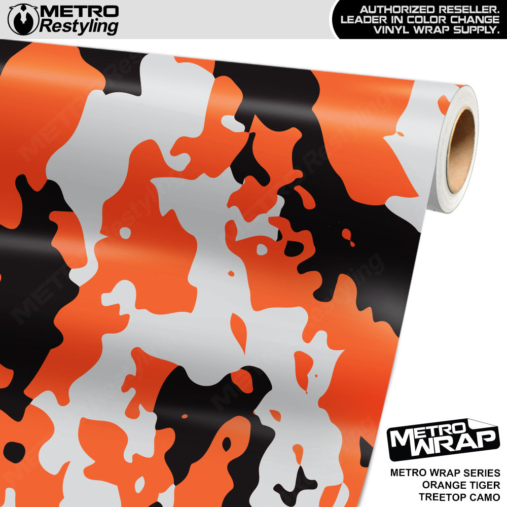 Metro Wrap Treetop Orange Tiger Camouflage Vinyl Film