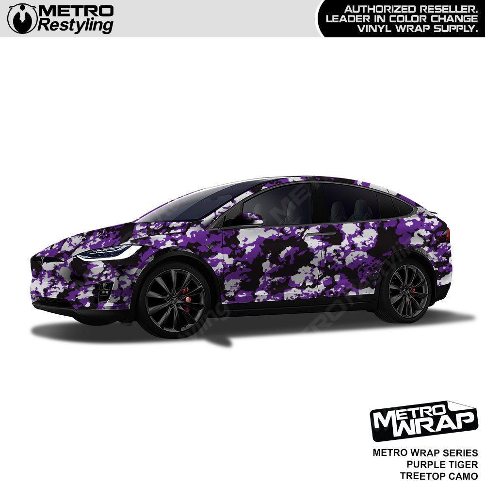 Metro Wrap Treetop Purple Tiger  Camouflage Vinyl Film tesla